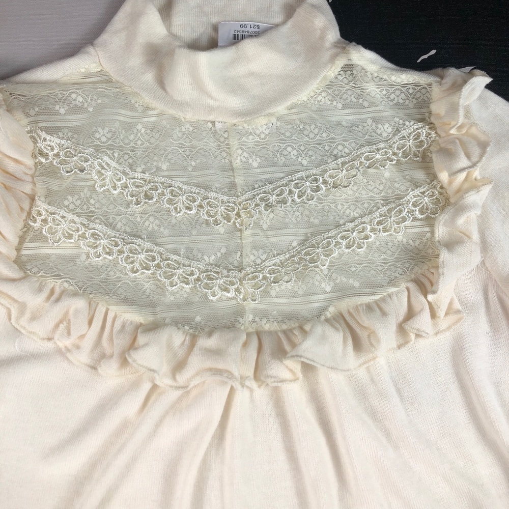 Charlotte Russe Victorian Lace Cream Sweater Top